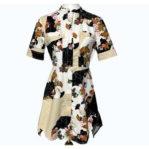 3.1 Phillip Lim For Target Womens Dress Small Beige Floral Asymmetrical Hem